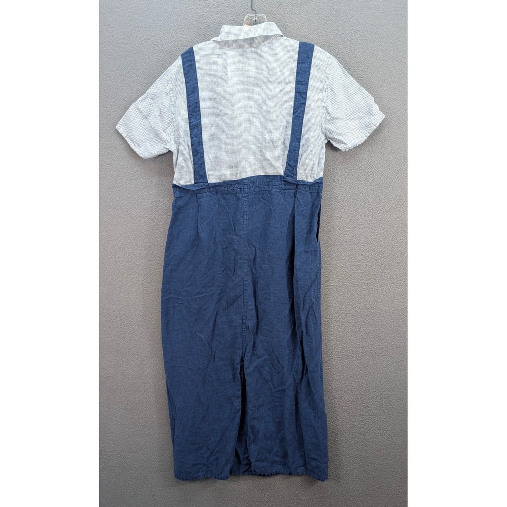 FLAX by Jeanne Engelhart 100% Linen Jumper Dress w/ Inner Collared Shirt Small - Picture 7 of 12